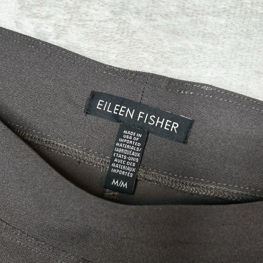 Eileen Fisher Womens Medium Taupe Crepe Straight Leg Elastic Waist Stretch Pants - Picture 1 of 8
